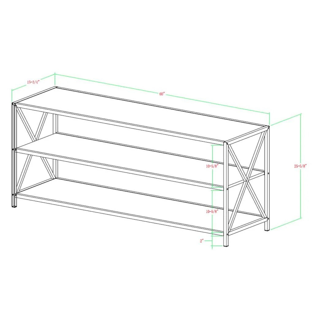 Carbon X-Frame Bookcase Console Organizer Rack Table